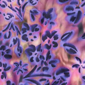 Katoensatijn Aquarel bloemen Digitaal printen | Poppy Fabrics &ndash; cashew/lila, 