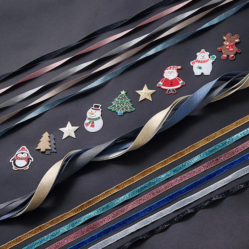 Fluweelband Effen Metallic [10 mm] – zwart,  image number 5
