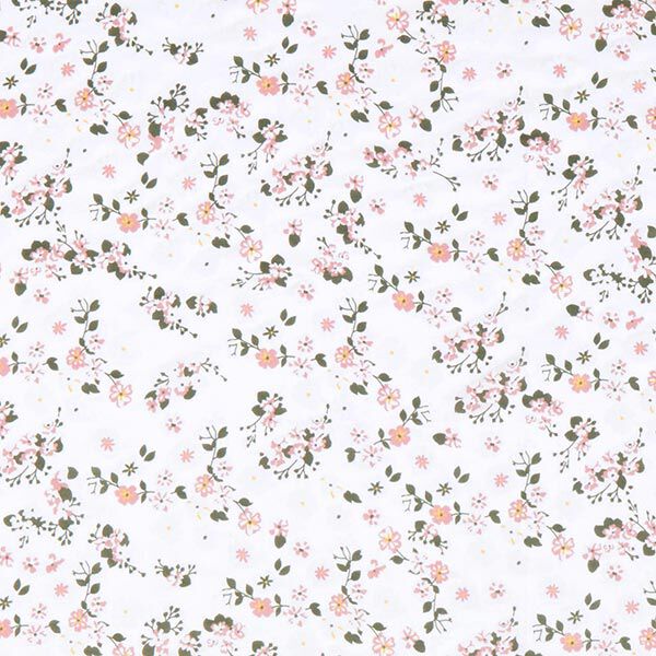 Zijde-viscose-satijn verspreide bloemen – wit, image number 1
