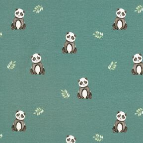 GOTS French Terry sommersweat Panda Digitaal printen – riet, 