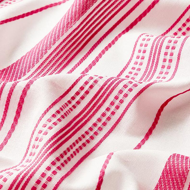 Katoenen stof geborduurde strepen – ecru/pink,  image number 2