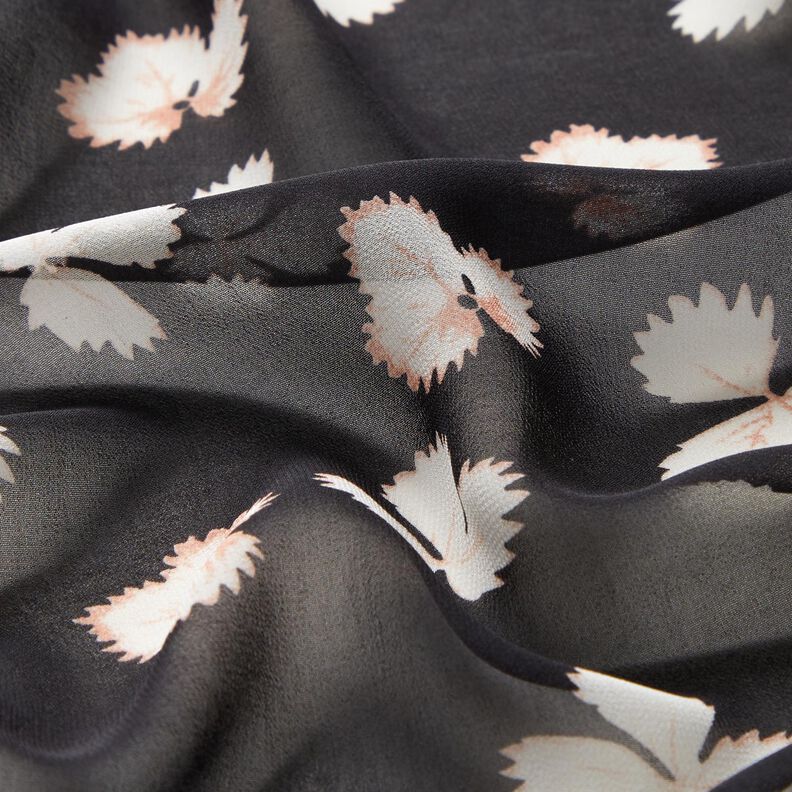 Chiffon bladeren – zwart/wit,  image number 2