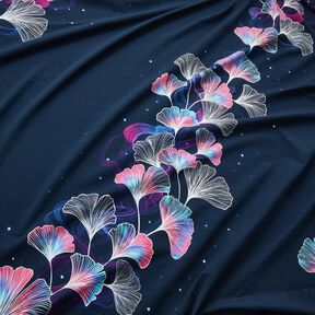 Katoenjersey Gingko | Glitzerpüppi – nachtblauw/purper, 