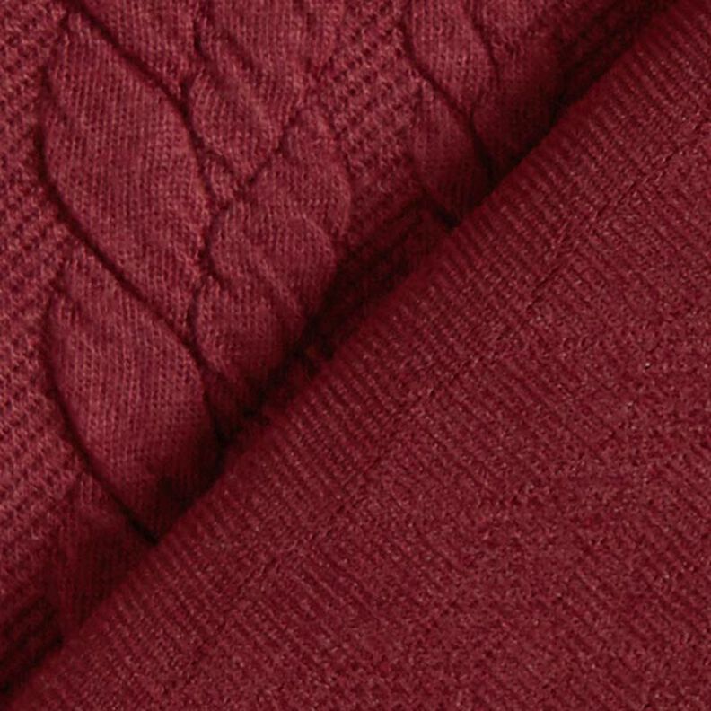 Jerseyjacquard cloqué kabelsteekpatroon – bordeauxrood,  image number 4