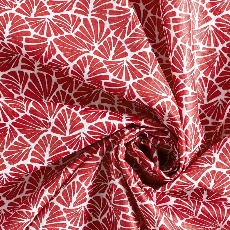 Gecoate katoen abstracte minibladeren – donkerrood/wit,  image number 4