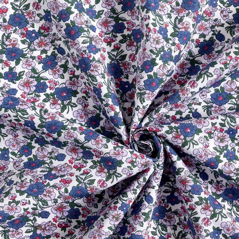 Blousestof kleine boeketten bloemen – wit/lila,  image number 3