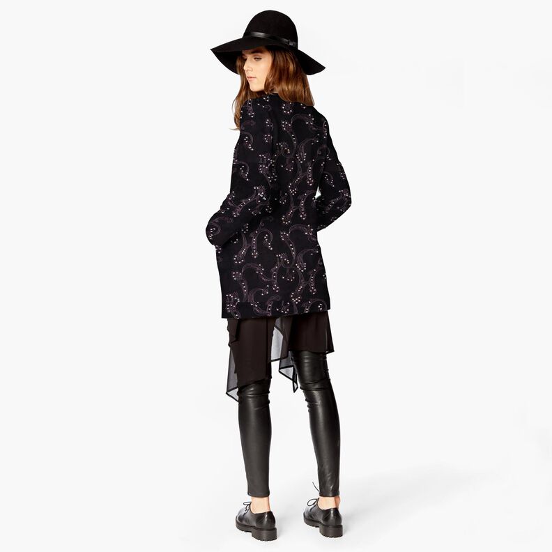 Fijne corduroy borduursels en paillettenbloemen – zwart,  image number 5