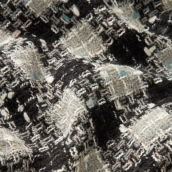 Losse wolmix weefsel brede ruit – zwart/grijs,  image number 2