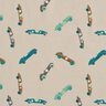 Katoenjersey Retro-raceauto's – licht taupe,  thumbnail number 1