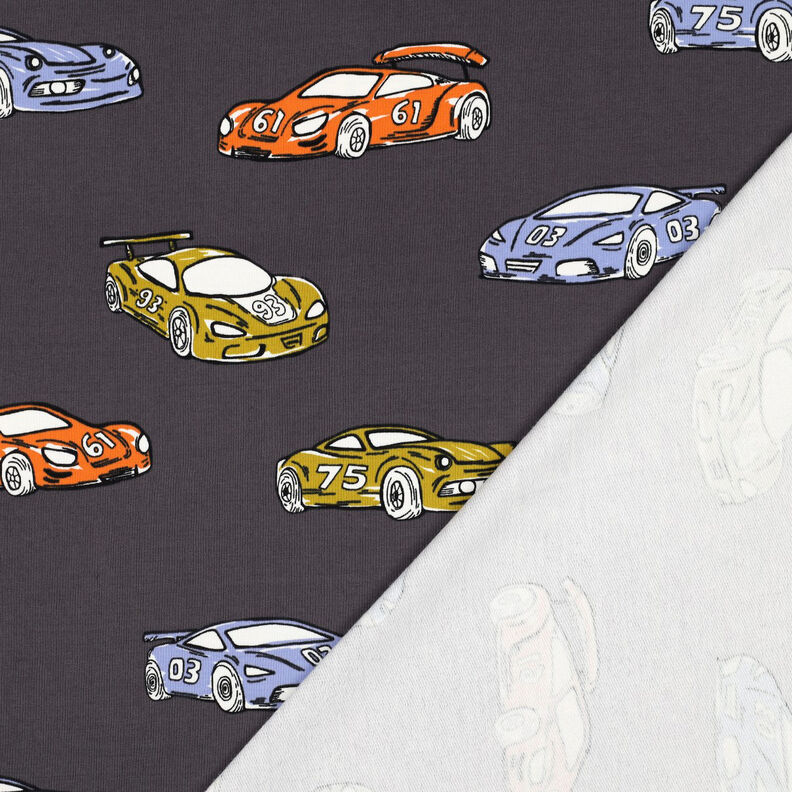 French Terry sommersweat Raceauto's | Poppy Fabrics – grijs, image number 4