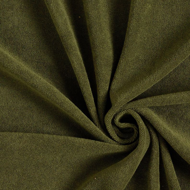 Badstof Stretch Effen – donkerolijf, image number 1