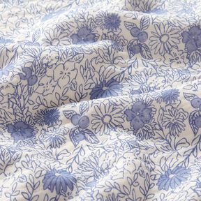 Mousseline/dubbel gehaakte stoffen blauwe bloemen – wit/stralend blauw, 