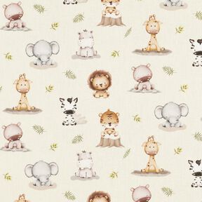 Katoenpopeline Baby jungledieren Digitaal printen – beige, 