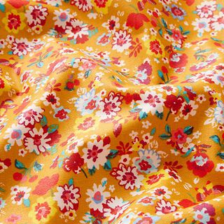 Gecoate katoen schattige bloemen – currygeel, 