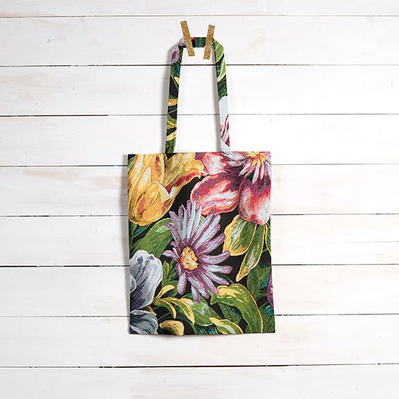 Decostof Gobelin Bloesems – zwart/groen, image number 7
