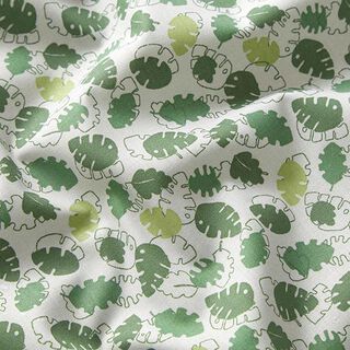 Katoenen stof Cretonne Mini-palmbladeren – groen, 
