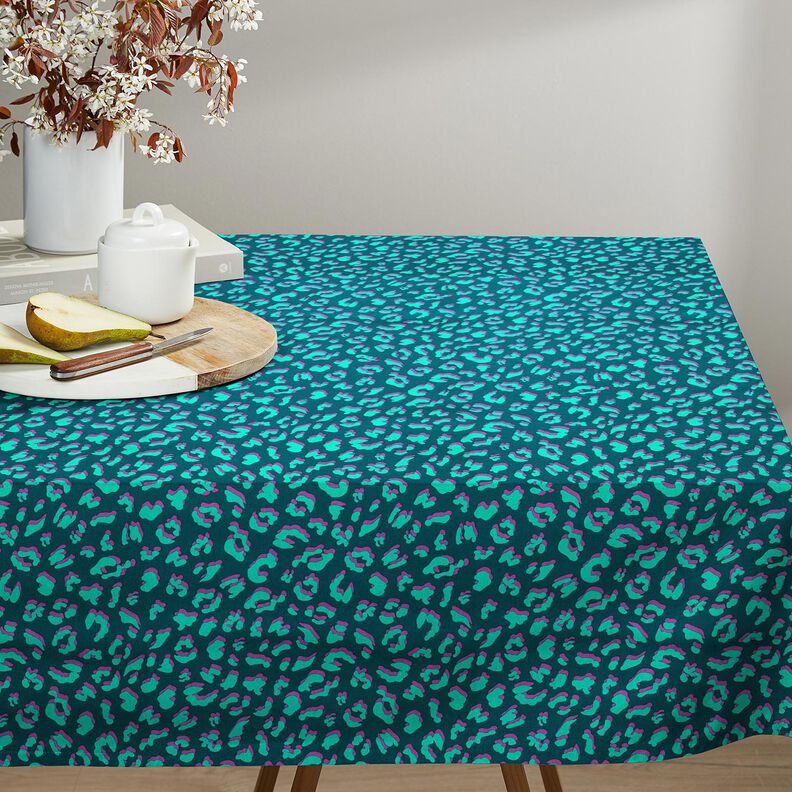 Gecoate katoen abstracte Leeuw | Poppy Fabrics – petroleum/lila, image number 6