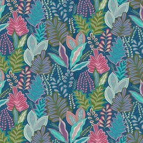 Decostof half panama botanisch – marineblauw, 