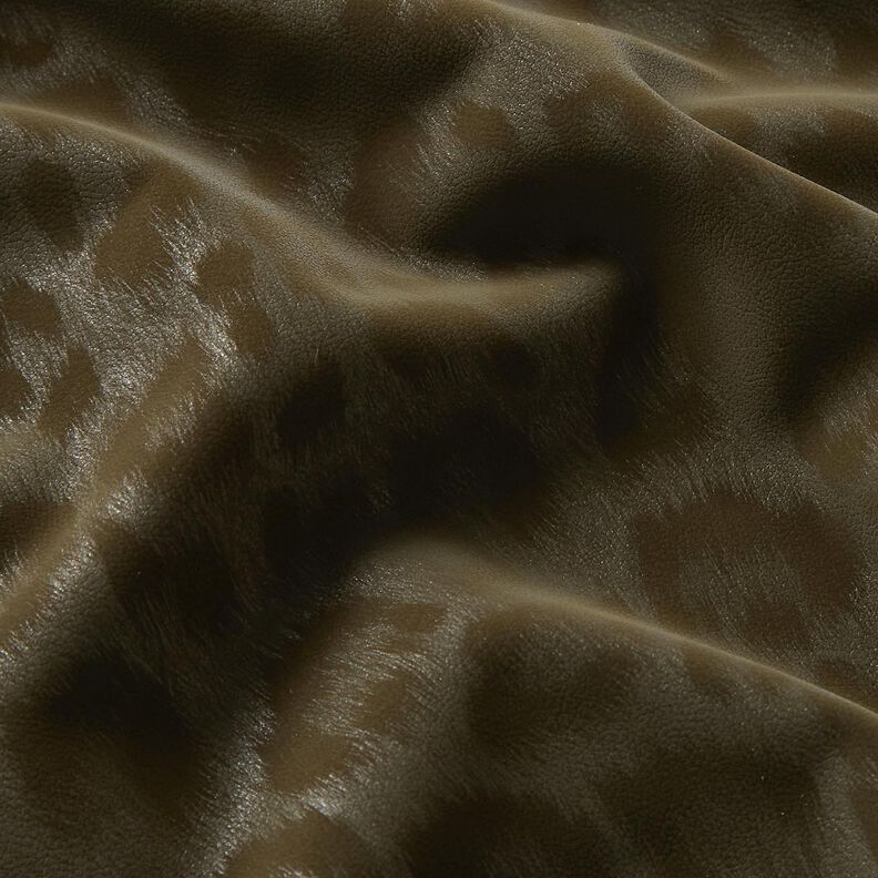 Gecoate broekstof met geborstelde luipaardprint – kaki, image number 5