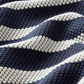 Jacquardjersey noppen strepen – marineblauw/wit, 