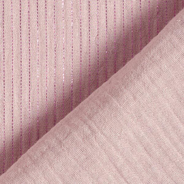 Katoen mousseline met glinsterende strepen – roze, image number 5
