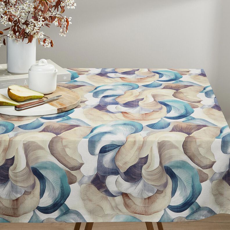Decostof Half panama abstracte plant – blauw/koper,  image number 8