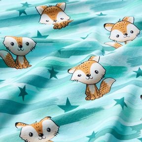 Katoenjersey Vos met strepen | Glitzerpüppi – aquablauw/perzik sinaasappel, 