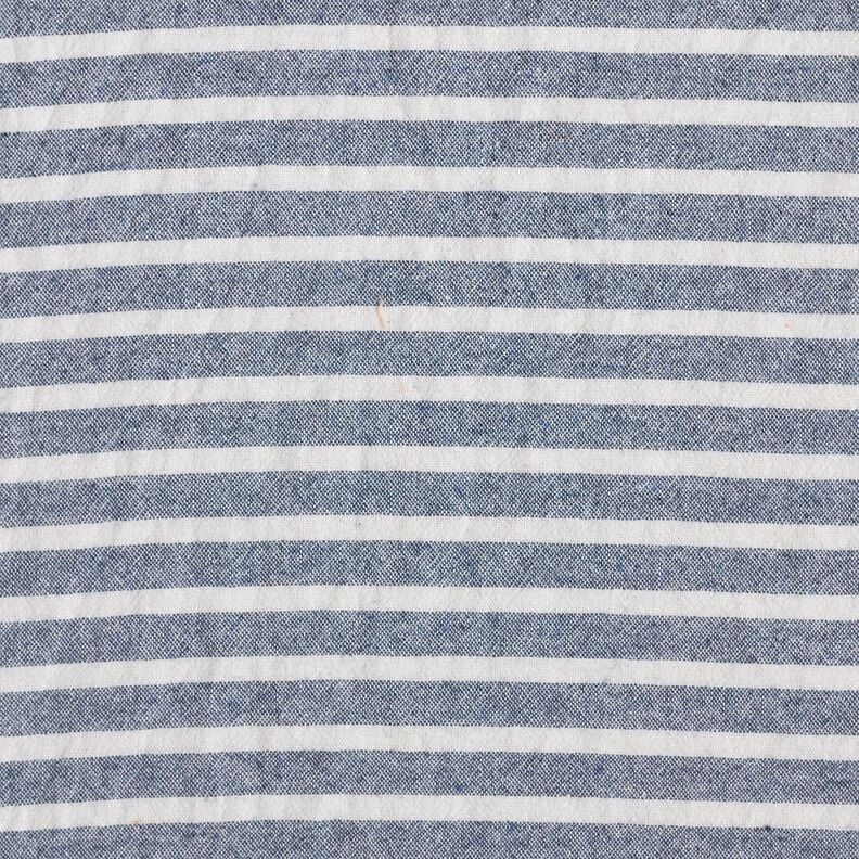 Katoenen stof linnenlook brede strepen – wit/marineblauw,  image number 1