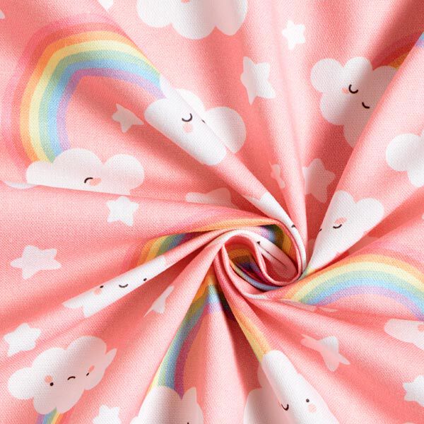 Decostof Half panama Wolken en regenboog – roze, image number 4
