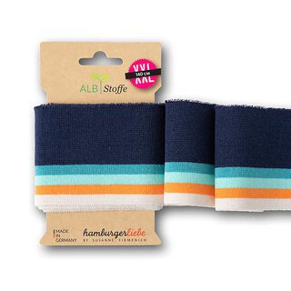 GOTS Boordstof CUFF ME COLLEGE [ 140 cm | 7 cm ] | Albstoffe – marineblauw/oranje, 