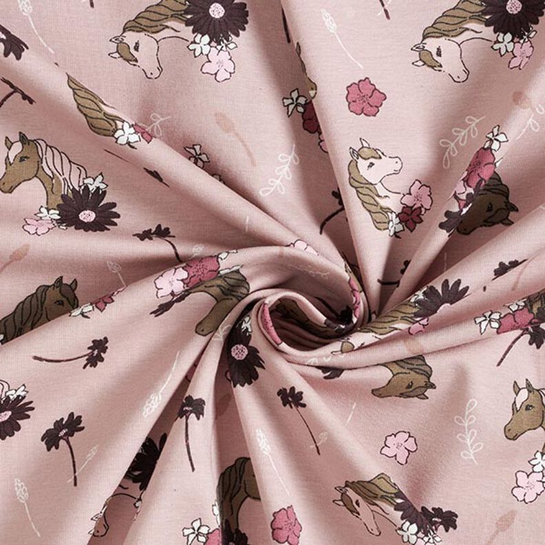 Katoenjersey Paardenkoppen – roze,  image number 3