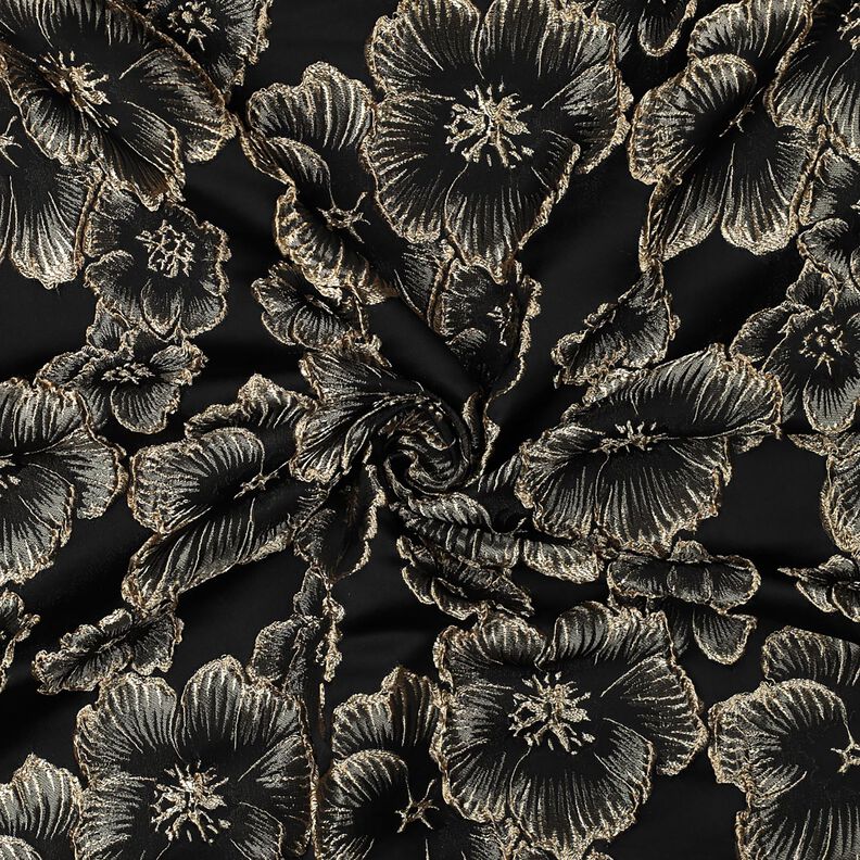 Jacquard 3D-effect bloemen – zwart/amandel,  image number 3