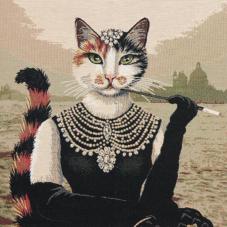 Panel Gobelin Elegante kat – donkerbeige/zwart,  image number 1