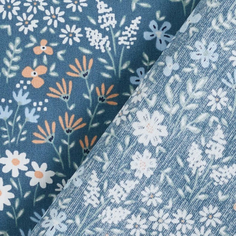 Gecoate katoen kleurrijke bloemenweide – licht jeansblauw/lichtblauw,  image number 5