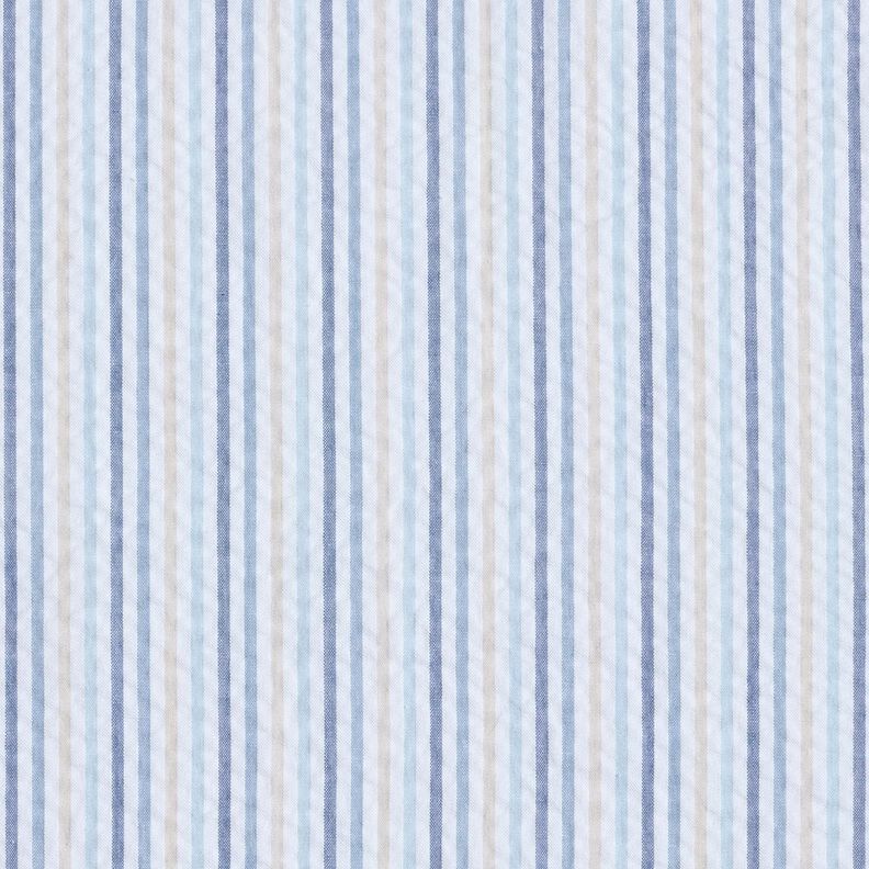 Seersucker Katoen Strepenmix – blauw/wit, image number 1