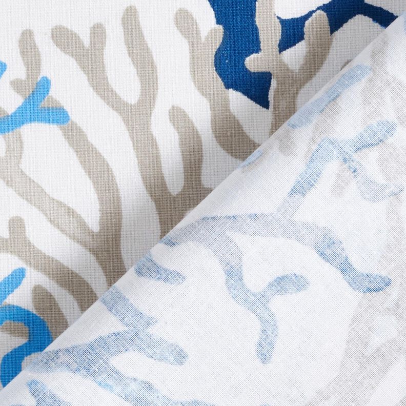 Katoenen stof Cretonne grote koralen – wit/blauw, image number 4