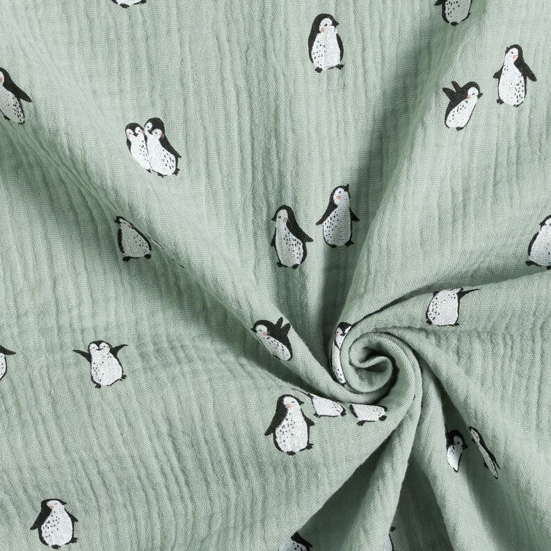 Mousseline/dubbel gehaakte stoffen blije pinguïns – riet,  image number 3
