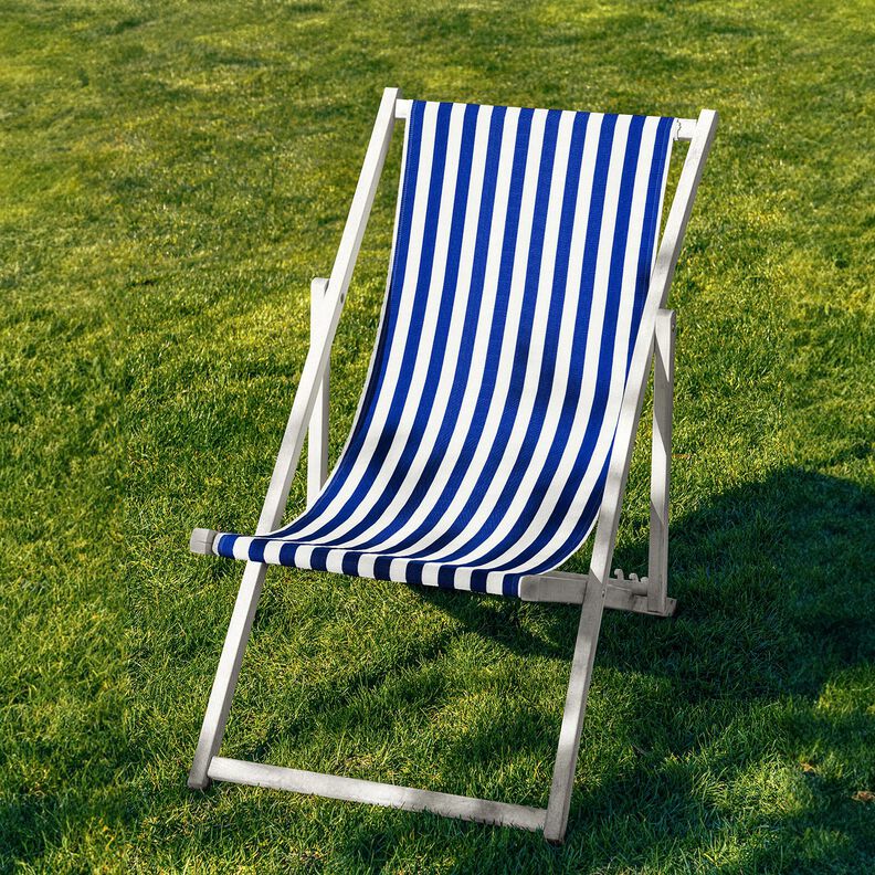 Outdoor Ligstoel stof Lengtestrepen 44 cm – koningsblauw/wit,  image number 4