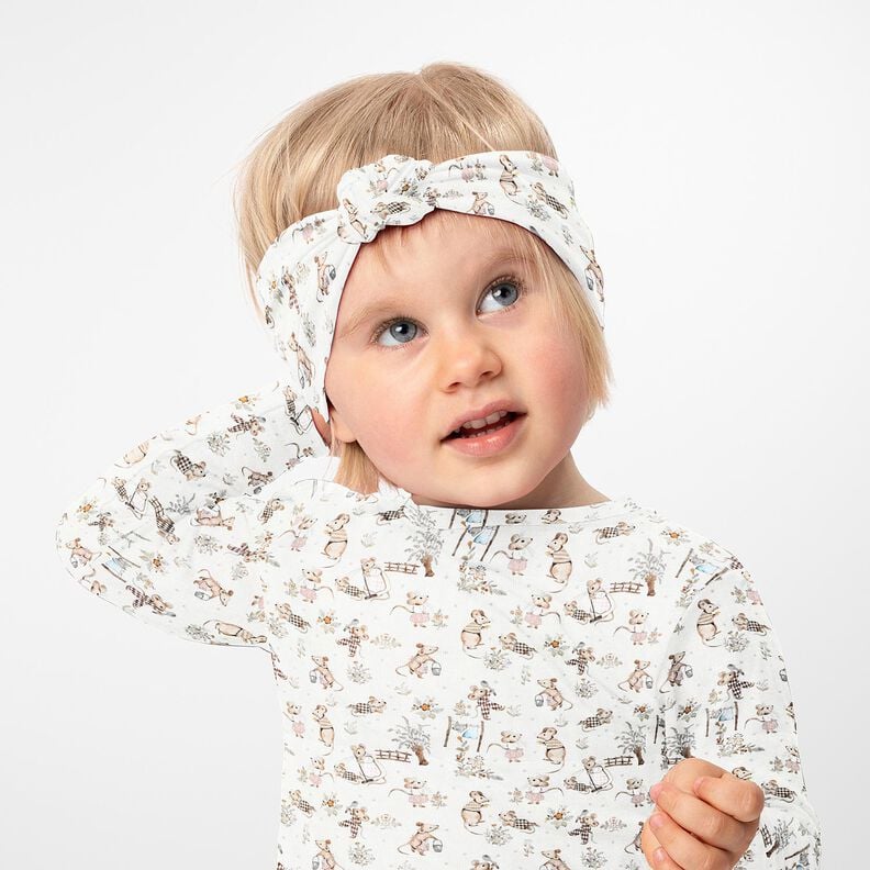 Katoenjersey Muizenfamilie Digitaal printen – ecru,  image number 5