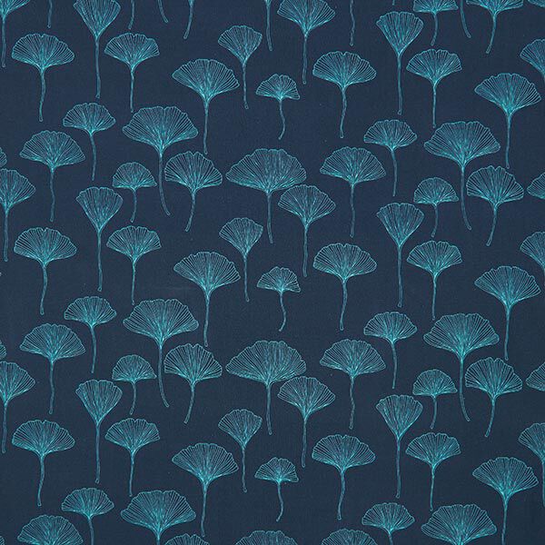 Katoenjersey Ginkgo bladeren – marineblauw,  image number 1