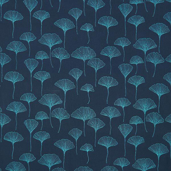 Katoenjersey Ginkgo bladeren – marineblauw, image number 1