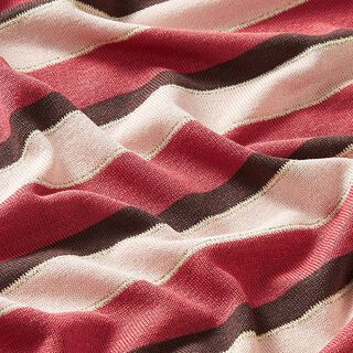 Fijngebreide viscose met lurex retrostrepen – roos/rood, 