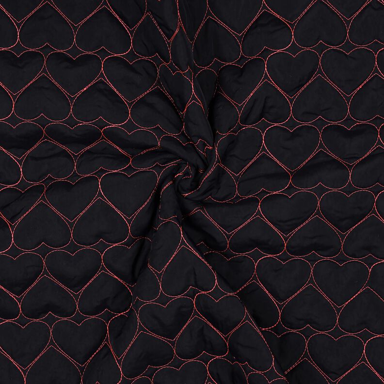 Doorgestikte stof Neonharten | Poppy Fabrics – zwart/neon pink,  image number 3