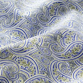 Overhemdenstof overlappende paisley – indigo/olijf, 