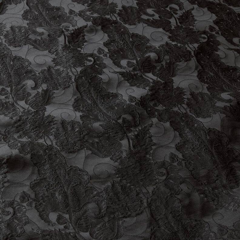 Kledingsjacquard Brokaat Bloemen – zwart,  image number 2