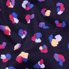 Babyrib kleurrijke luipaardvlekken | Poppy Fabrics – marineblauw, 