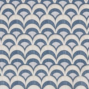 Katoenen stof Popeline elegante bogen – blauwgrijs/licht taupe, 