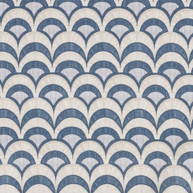Katoenen stof Popeline elegante bogen – blauwgrijs/licht taupe, image number 1