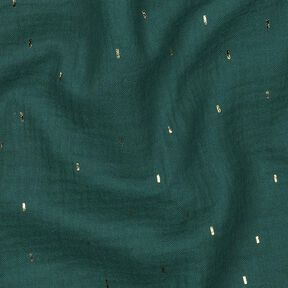 Mousseline/dubbel gehaakte stoffen Rechthoek Foliedruk | Poppy Fabrics – blauwe spar/goud metallic, 