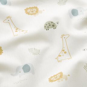 Katoenpopeline Baby jungledieren – ivoor, 